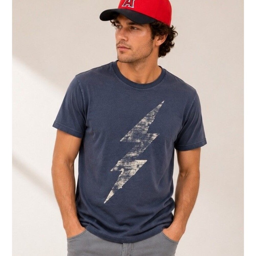Vestige Bolt T-Shirt Short Sleeve Men Sz L Blue 100% Cotton Casual Broken-in GUC